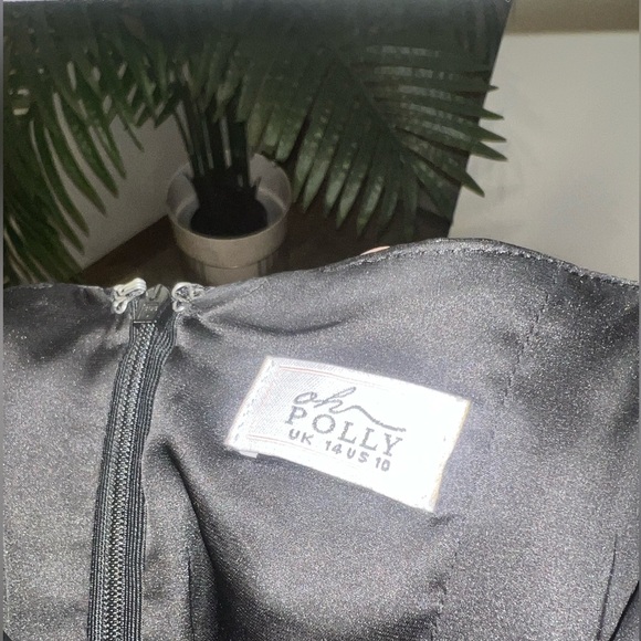 Oh Polly Satin Black Zip-Up Dress - Picture 2 of 4